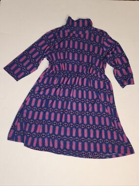 VTG Y2k Forever 21 Purple Pink Teal Geometric Print Mini Dress Large L EUC